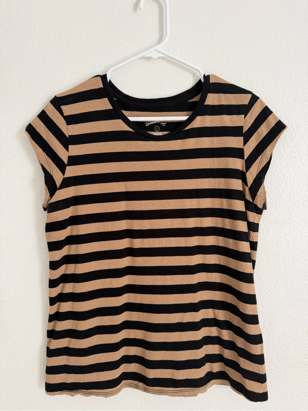 Universal Thread Black and Tan Striped Short Sleeve Tee